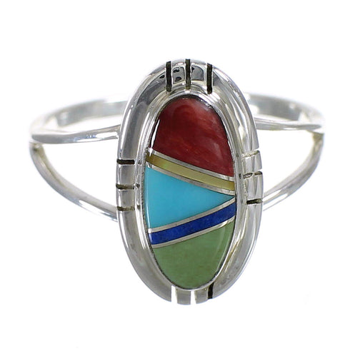 Southwestern Multicolor Genuine Sterling Silver Ring Size 4-3/4 WX75050
